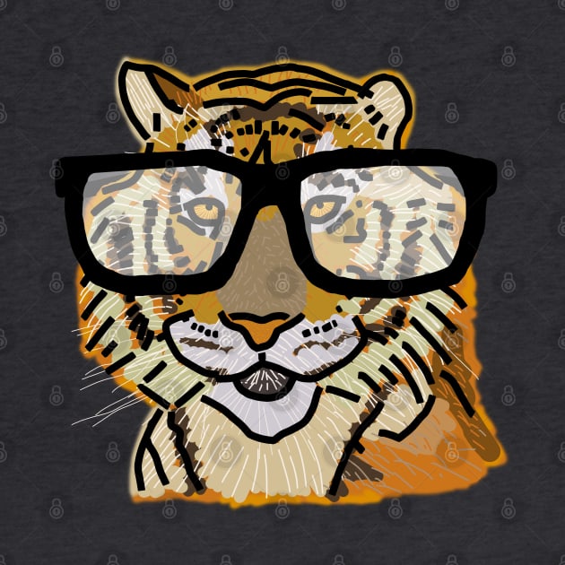 Cool Tiger with Glasses by ellenhenryart